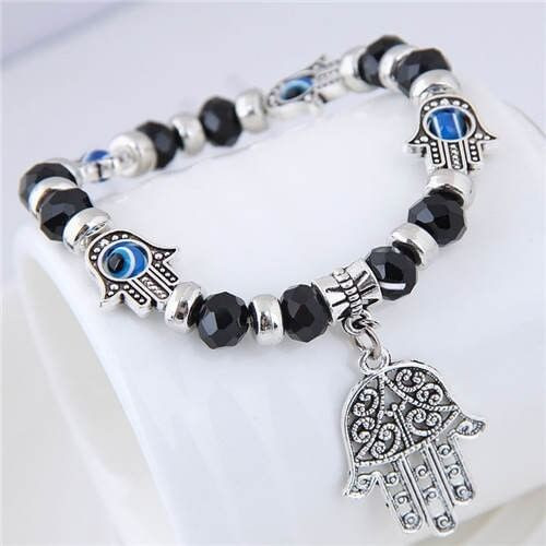 Magic Hands Theme Beads Fashion Women Costume Bracelet - Black A392-fabr2297
