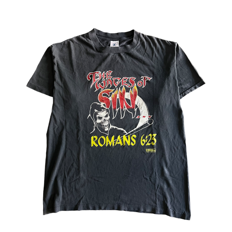90's Messiah's Messenger "Wages of sin" Grim Reaper Jesus tee