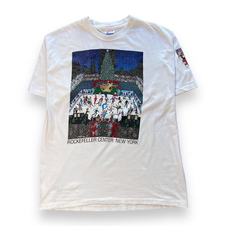 Rare 90's Rat Singer  NYC Rockefeller Center Christmas art t-shirt
