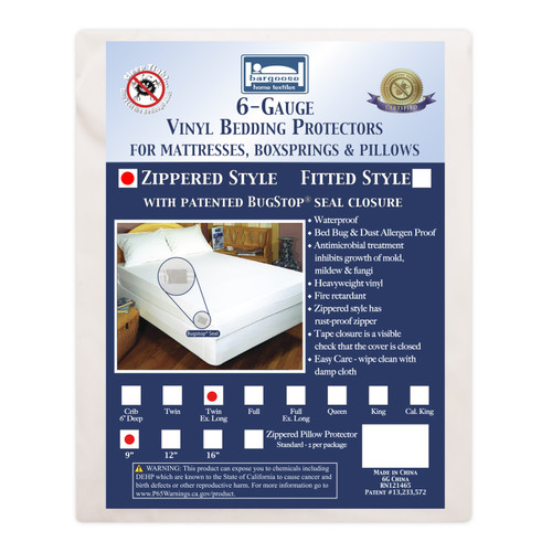 BedBug Solution™ Zippered 6-Gauge Vinyl Mattress Encasements - Long Twin 9" depth