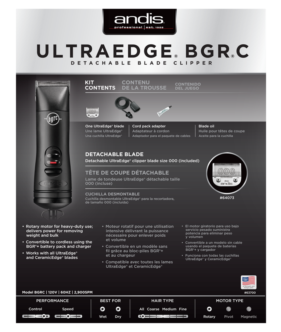 Andis Ultra Edge BGRC Detachable Blade Clipper