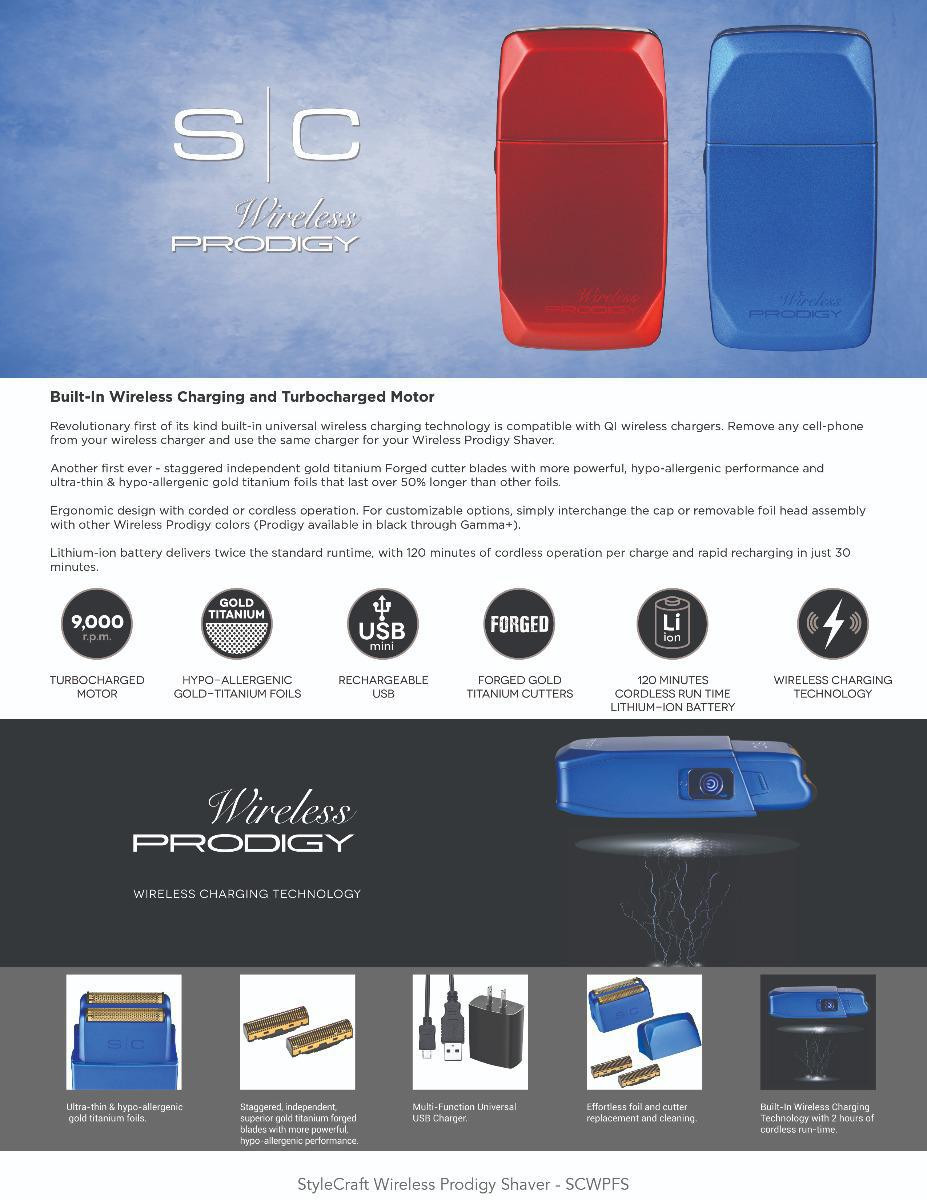 Stylecraft Prodigy Wireless Foil Shaver - Metallic Matte Blue 
