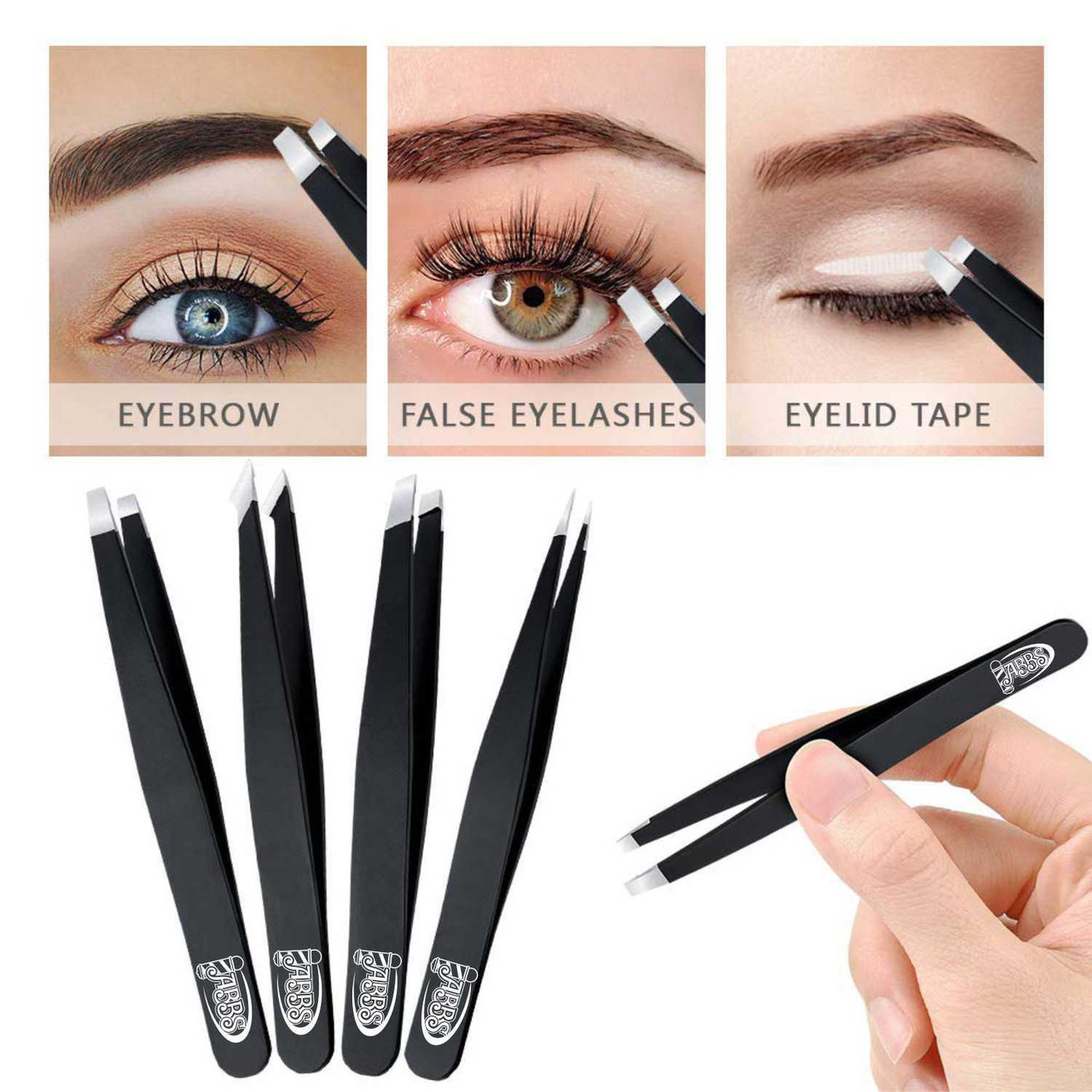 ABBS Tweezer Set 4 Tweezers/Pouch Atlanta Barber and Beauty Supply