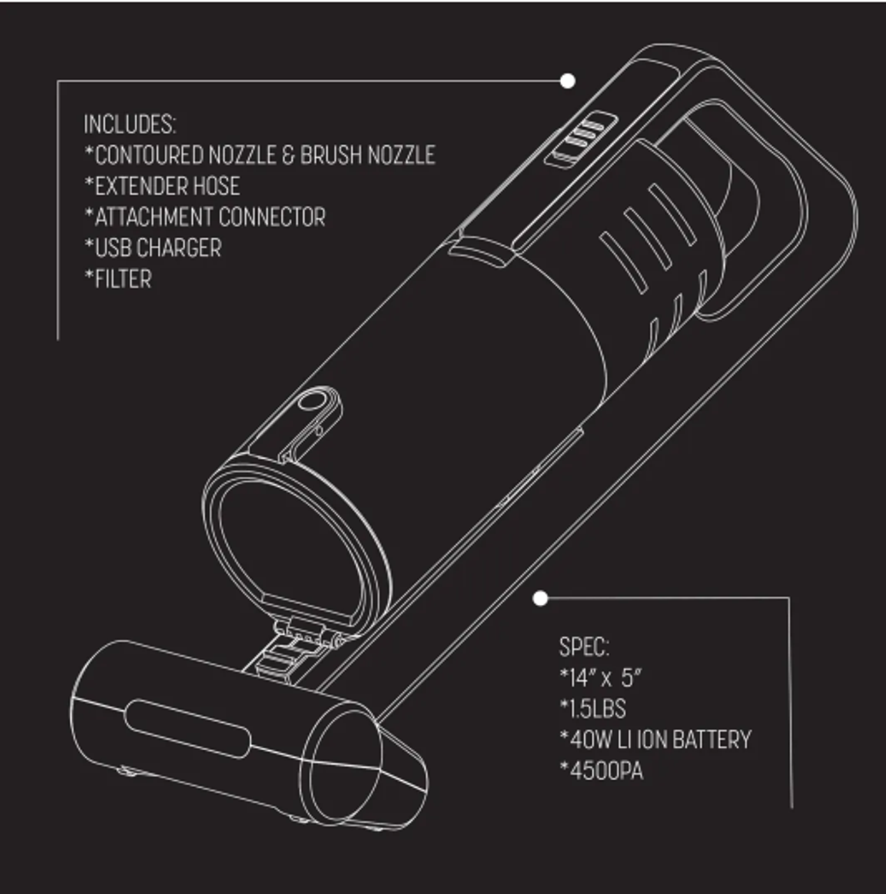 Black Ice Pro-Handy Compact Cordless Vacuum Cleaner