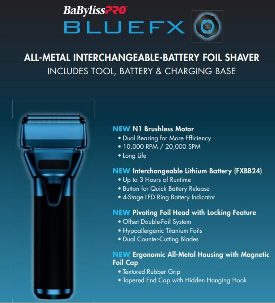 BABYLISSPRO® FXONE BLUEFX DOUBLE FOIL SHAVER - Atlanta