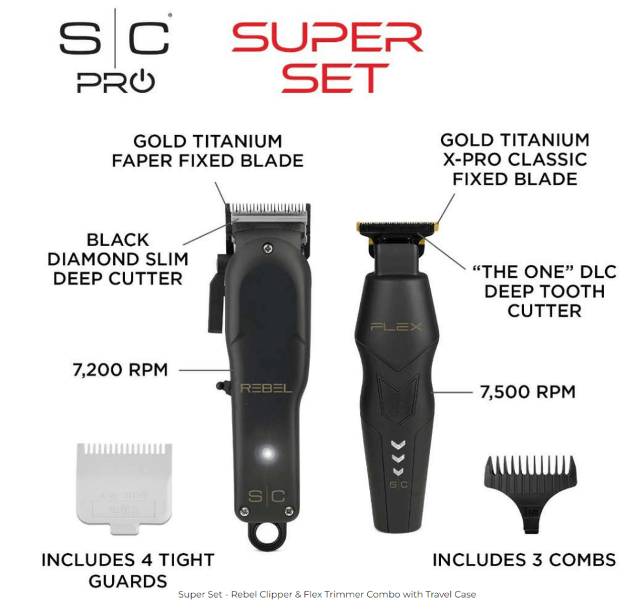 STYLECRAFT SUPER SET - REBEL CLIPPER & FLEX TRIMMER COMBO IN TRAVEL CASE