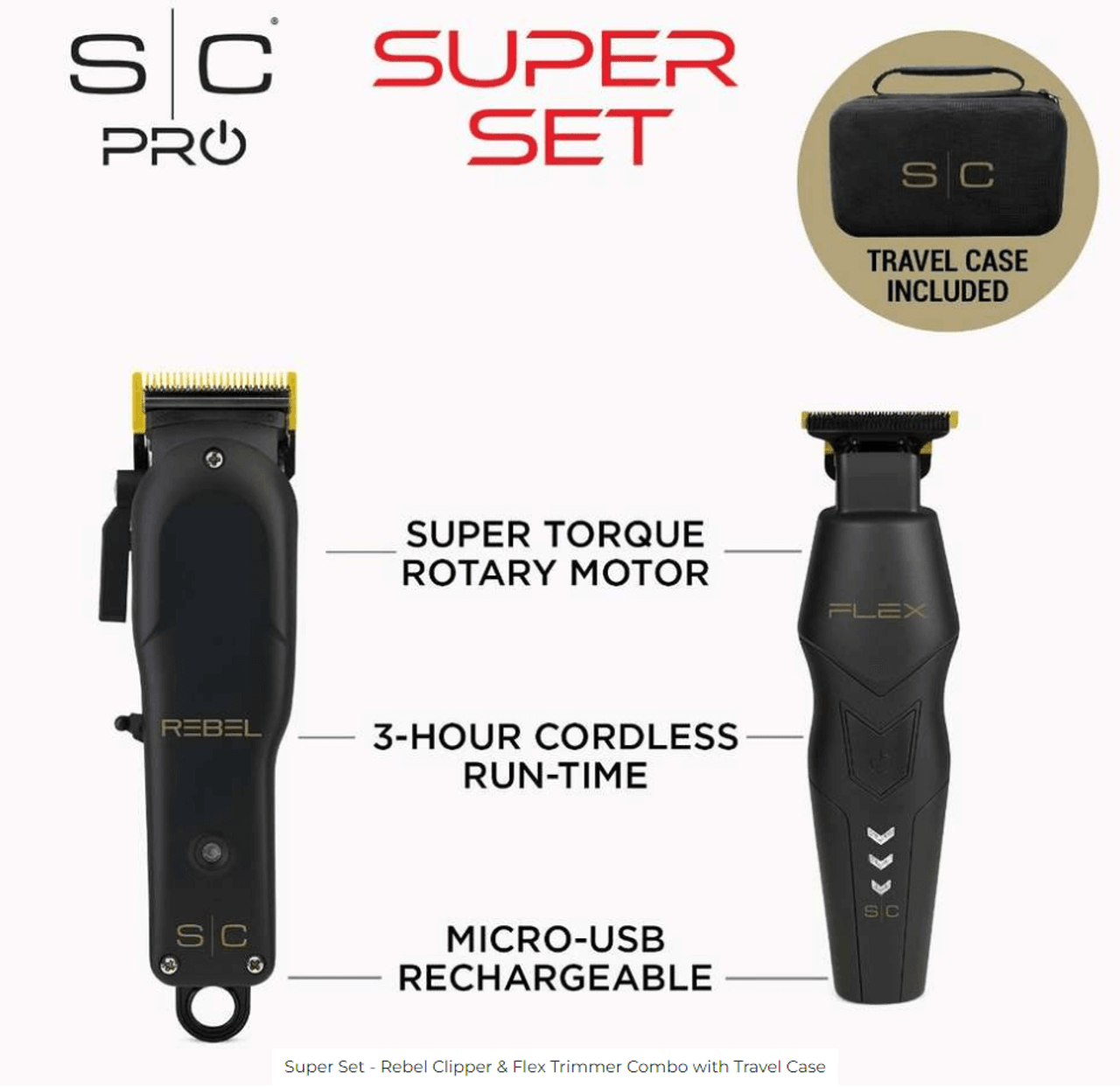 STYLECRAFT SUPER SET - REBEL CLIPPER & FLEX TRIMMER COMBO IN TRAVEL CASE