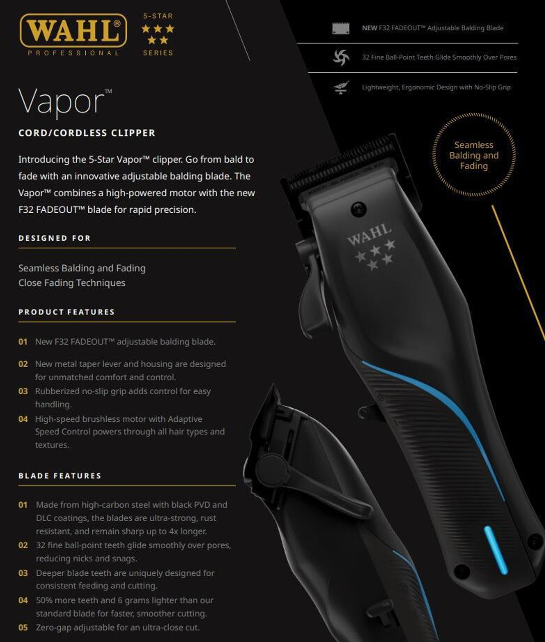 Wahl vapor Star ヴェイパー コー ド/コードレス・クリッパー Amazon.co.jp: WAHL(ウォール) 5 Star Vapor (ヴェイパー