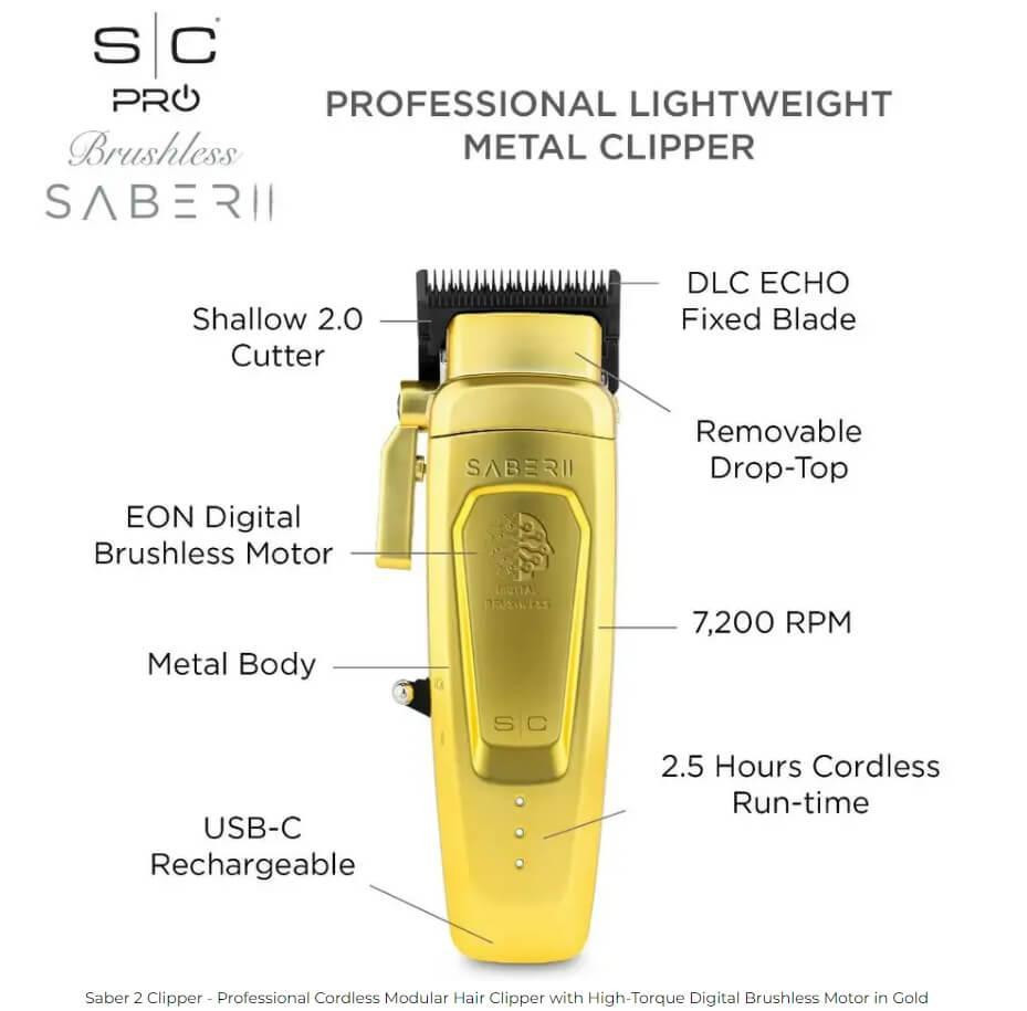 Stylecraft Saber 2 Clipper - Gold - Atlanta Barber and Beauty Supply