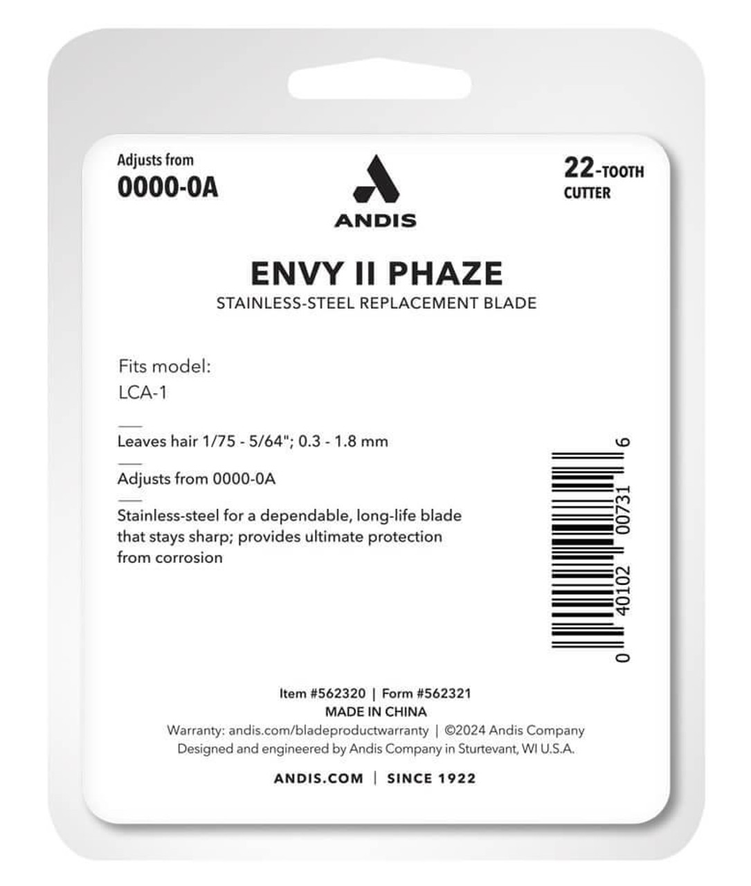 Andis Envy II Phaze Blade - Stainless-Steel Cutter Andis Envy II Phaze Blade - Stainless-Steel Cutter