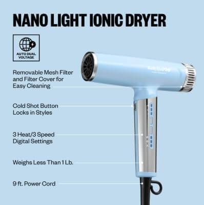 BaBylissPRO® Nano Titanium™ Limited Edition Nano Light Ionic Dryer (Iced Blue)