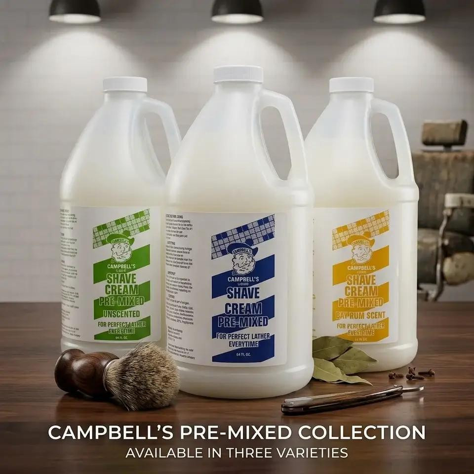 Campbell's UNSCENTED Premix Liquid Lather Shave Cream for Lather