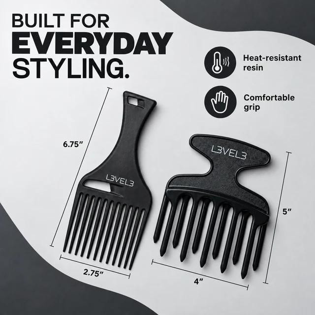 Level3 Hair Pick Comb Set - 2 Pc