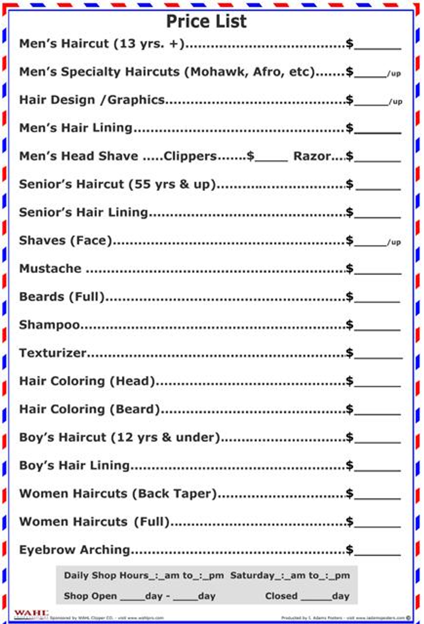 shampoo price list