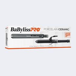 BabylissPro Porcelain Ceramic Flat Iron & Spring Curling Iron Set