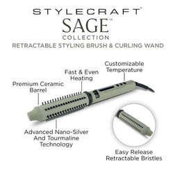 SC Sage Retractable Styling Brush and Curling Wand