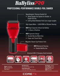 BaBylissPRO® COREFX Double-Foil Limited Edition Red Shaver