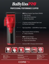 BaBylissPRO® COREFX Clipper Limited Edition Red