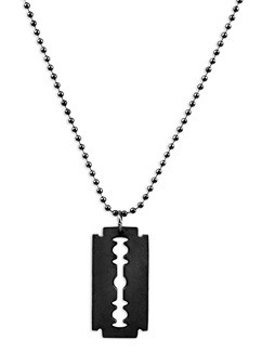 Necklace/Key Ring Razor Blade Black - Atlanta Barber and