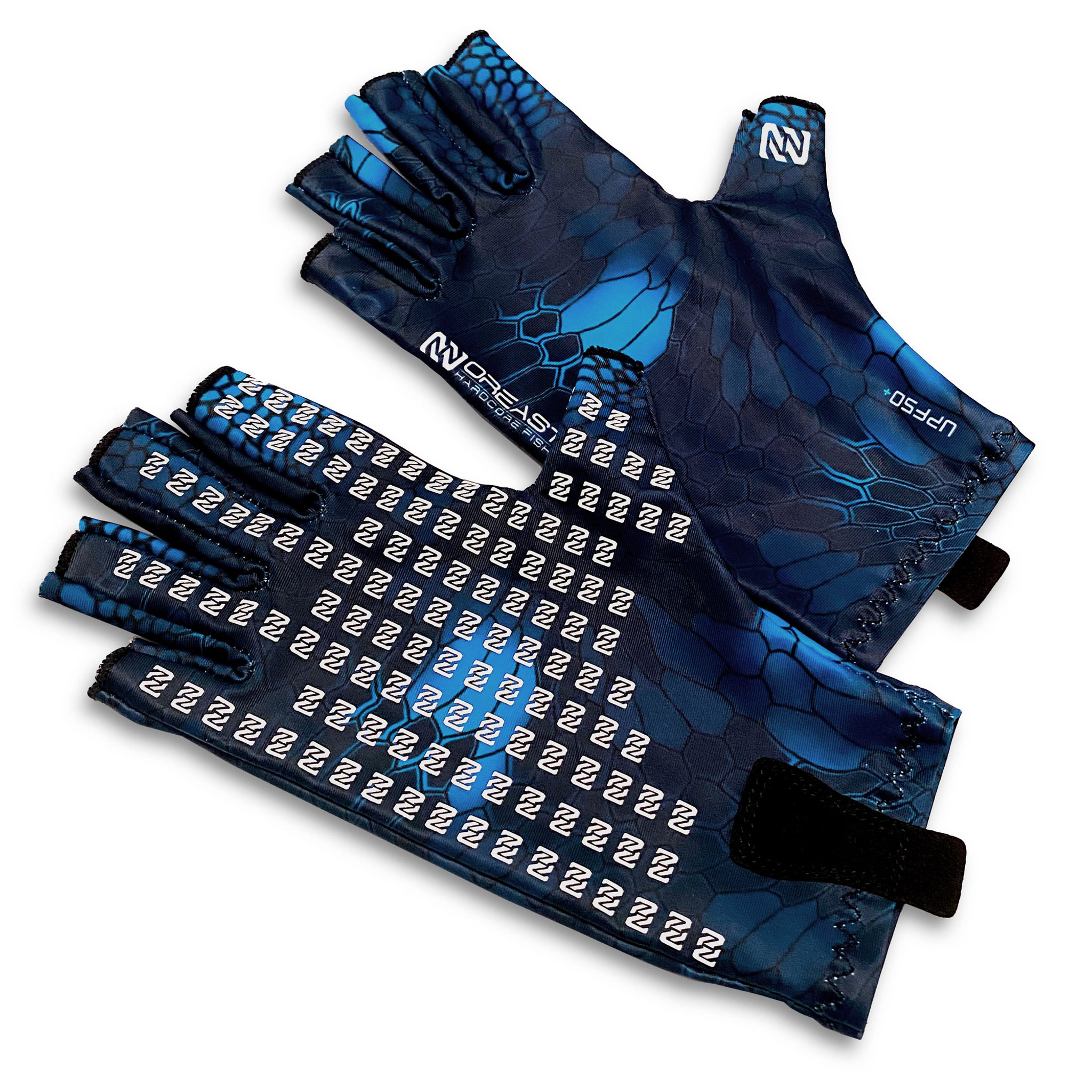 Pelagic Sun Protection Gloves, Fish Camo Slate Blue / M/L