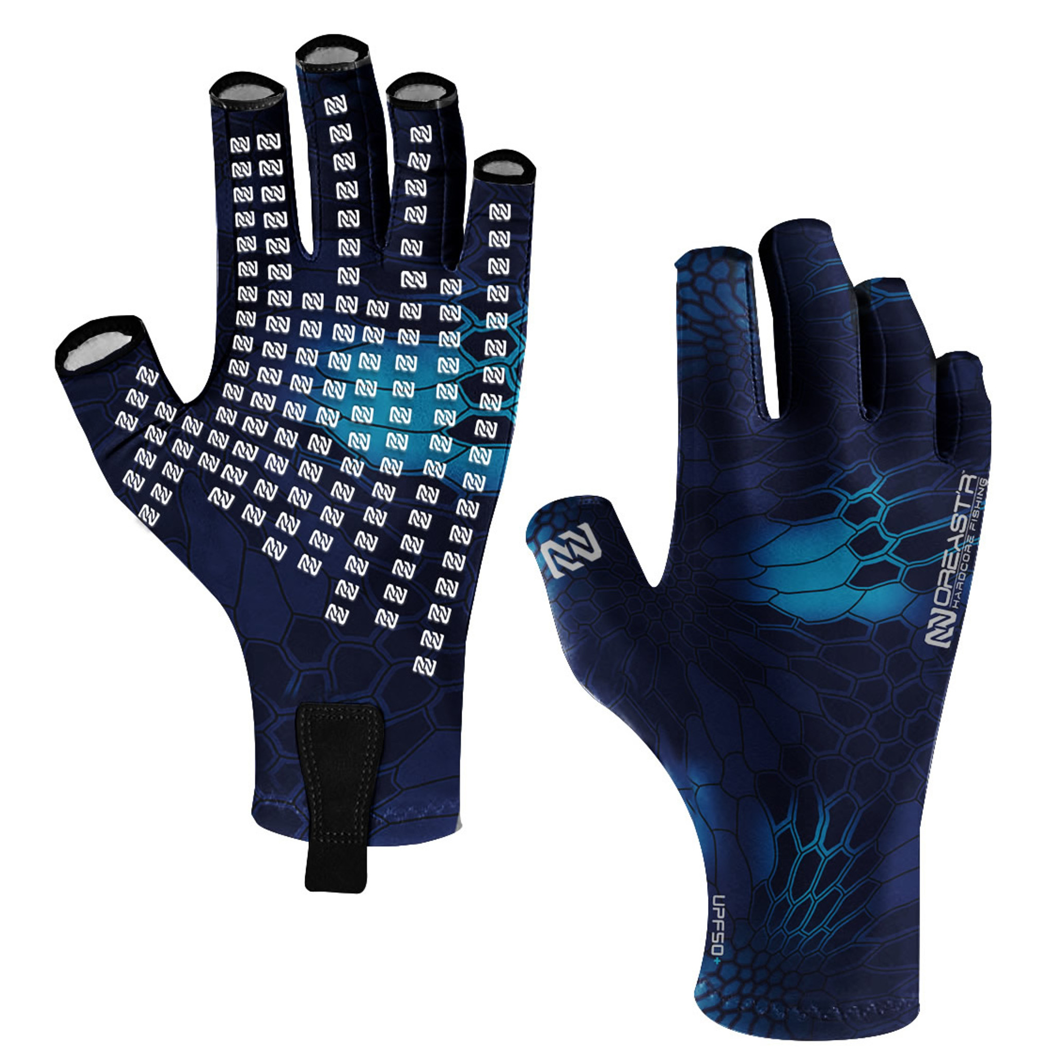 Blue Camo - UPF 50+ Fishing Gloves