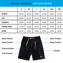 Black - 7-Pocket Board Shorts