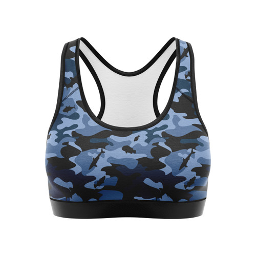Diesel Camouflage-print Sports Bra In Blue