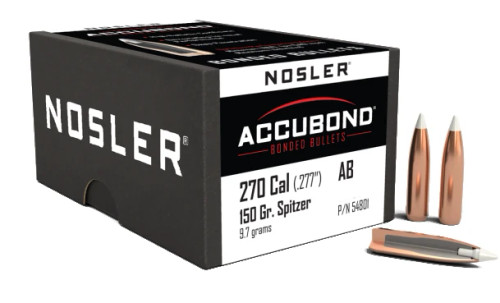 Nosler Accubond Bullets 270 Caliber .277 Diameter 150 Grain Spitzer