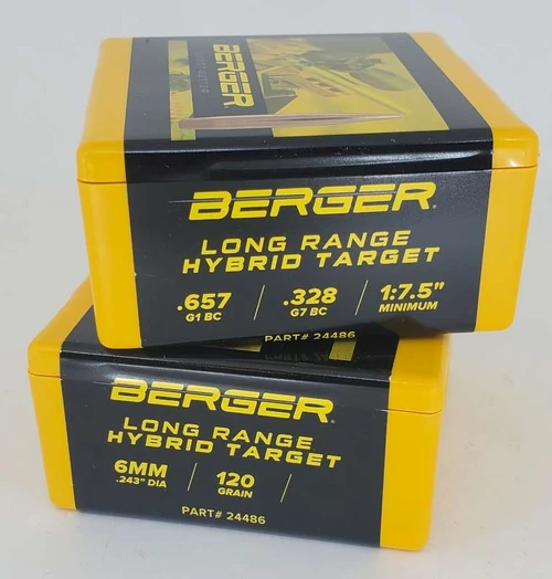 Berger LR Hybrid Target Bullets 6mm Caliber .243 Diameter 120 Grain