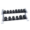Pro ClubLine Modular Storage Rack 2 Saddle Tiers with Premium Round Rubber Dumbbells