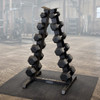 Body-Solid 5-30 lb. Rubber Hex Dumbbell Set with the GDR44 Storage Rack