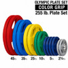 Body-Solid Olympic Color Grip Weight Plate Set, 255 lbs.