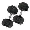 80 lb. Rubber Hex Dumbbell Pair, Shipping Included!
