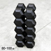 80-100 lb. Rubber Coated Hex Dumbbell Set