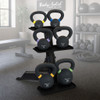 Body-Solid 3-Tier Kettlebell Rack with Kettlebells