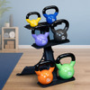 Body-Solid 3-Tier Kettlebell Rack with Kettlebells