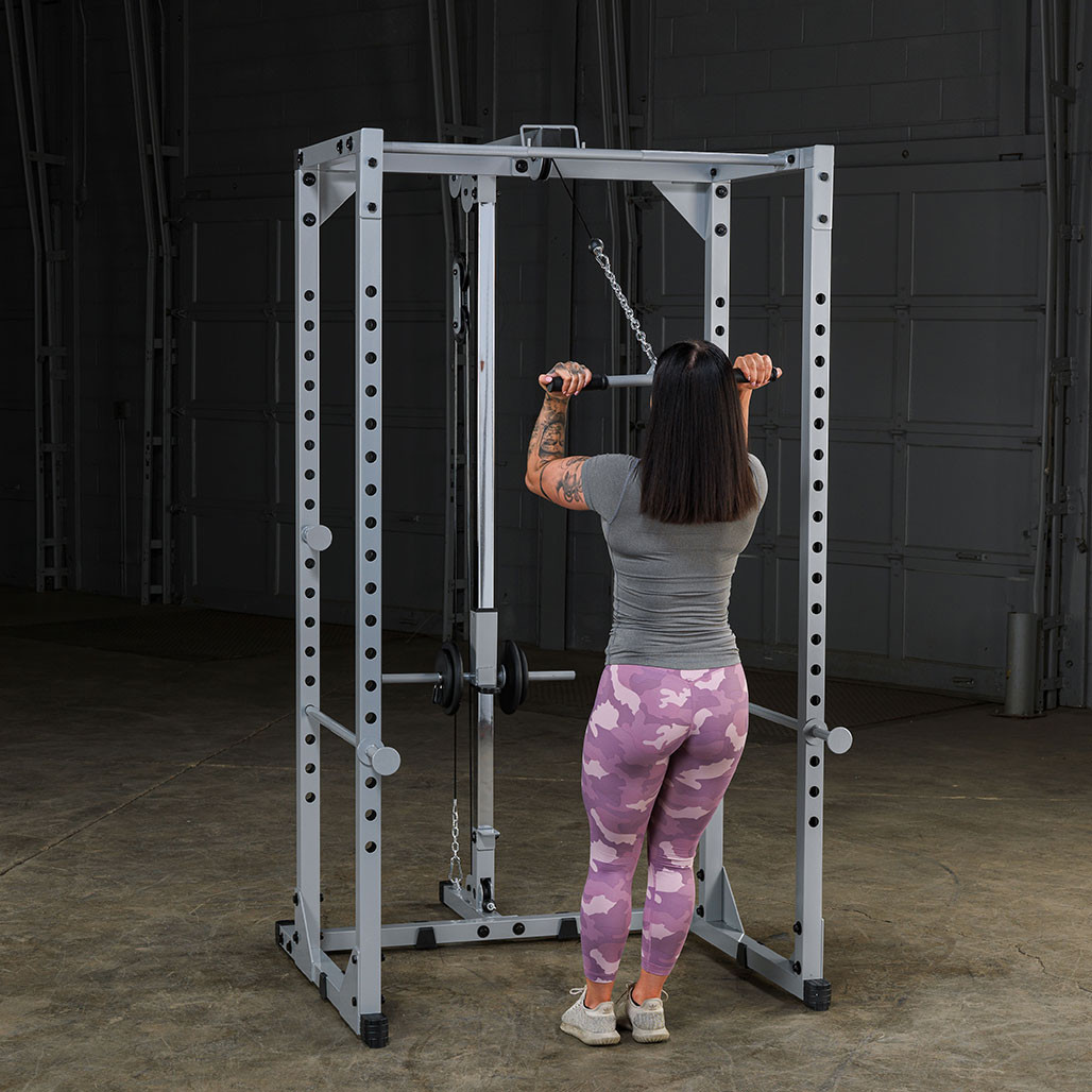 Overhead Curls on the Powerline PPR200X Power Rack Lat Attachment