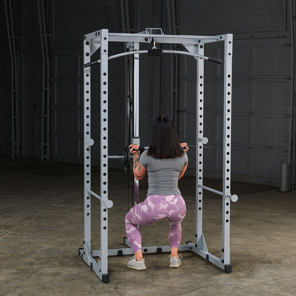 Front Squat on the Powerline PPR200X Power Rack Lat Attachment