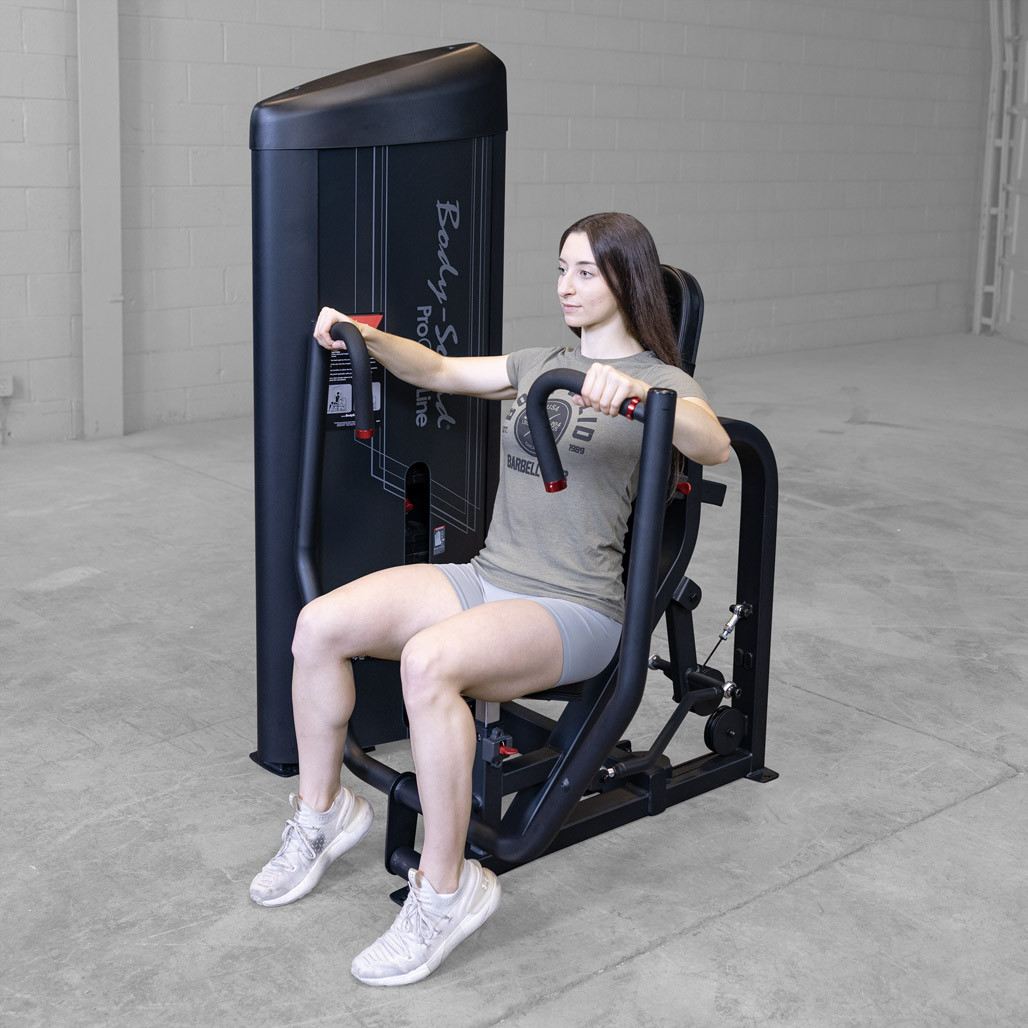 Seated Press on the Pro ClubLine Series 2 Chest Press 210 lb. Stack