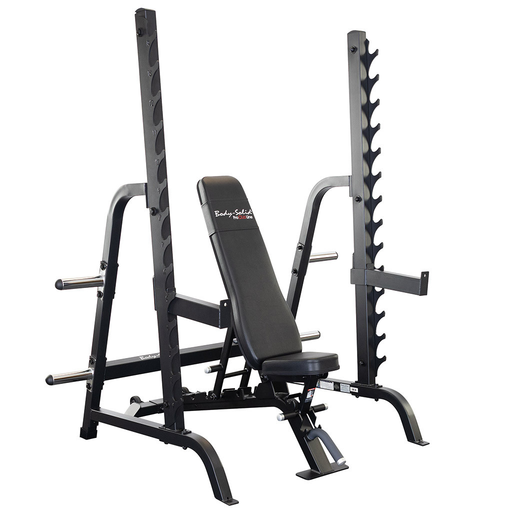 状態良好 BodySolid マルチプレスステーション・スクワットラック+BodySolid オリンピックプレートツリー＋FitElite オリンピックバー&オリンピックプレート(オールラバー仕様) 計162.5KG 手渡し希望/自社配送可能（配送エリアについてお問い合わせください) 　 Body-Solid Multi Press Rack Combo with Bench SDIB370 - Squat Racks