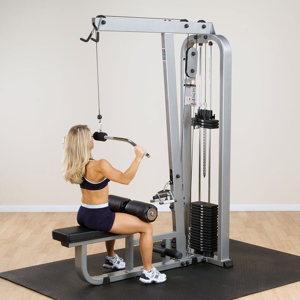 Lat Pulldown on the Pro ClubLine SLM300G/2 Lat and Mid Row 210 lbs. Stack