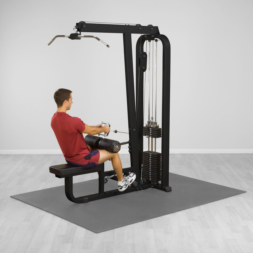 Seated Row on the Pro ClubLine SLM300G/2 Lat and Mid Row 210 lbs. Stack