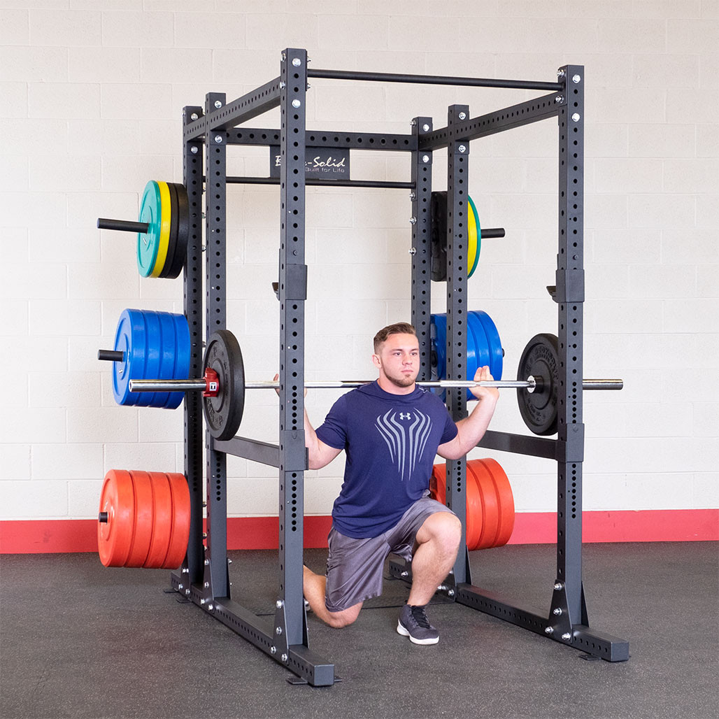 Lunges on the Body-Solid SPR1000 Commercial Power Rack with the SPRBACK Rear Extension