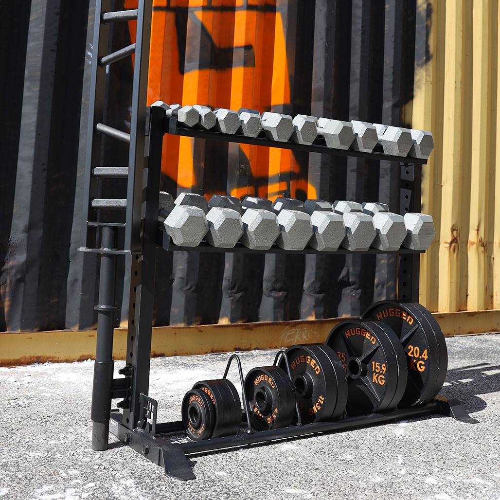 RUGGED Fitness Weight Plate Dumbbell Rack - Thumbnail 5