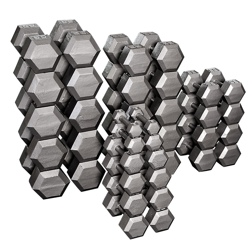 Body-Solid Cast Iron Hex Dumbbells, from 3 to 100 lb.