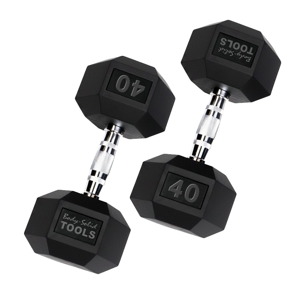 Body-Solid Rubber Coated Hex Dumbbells Sold in Pairs