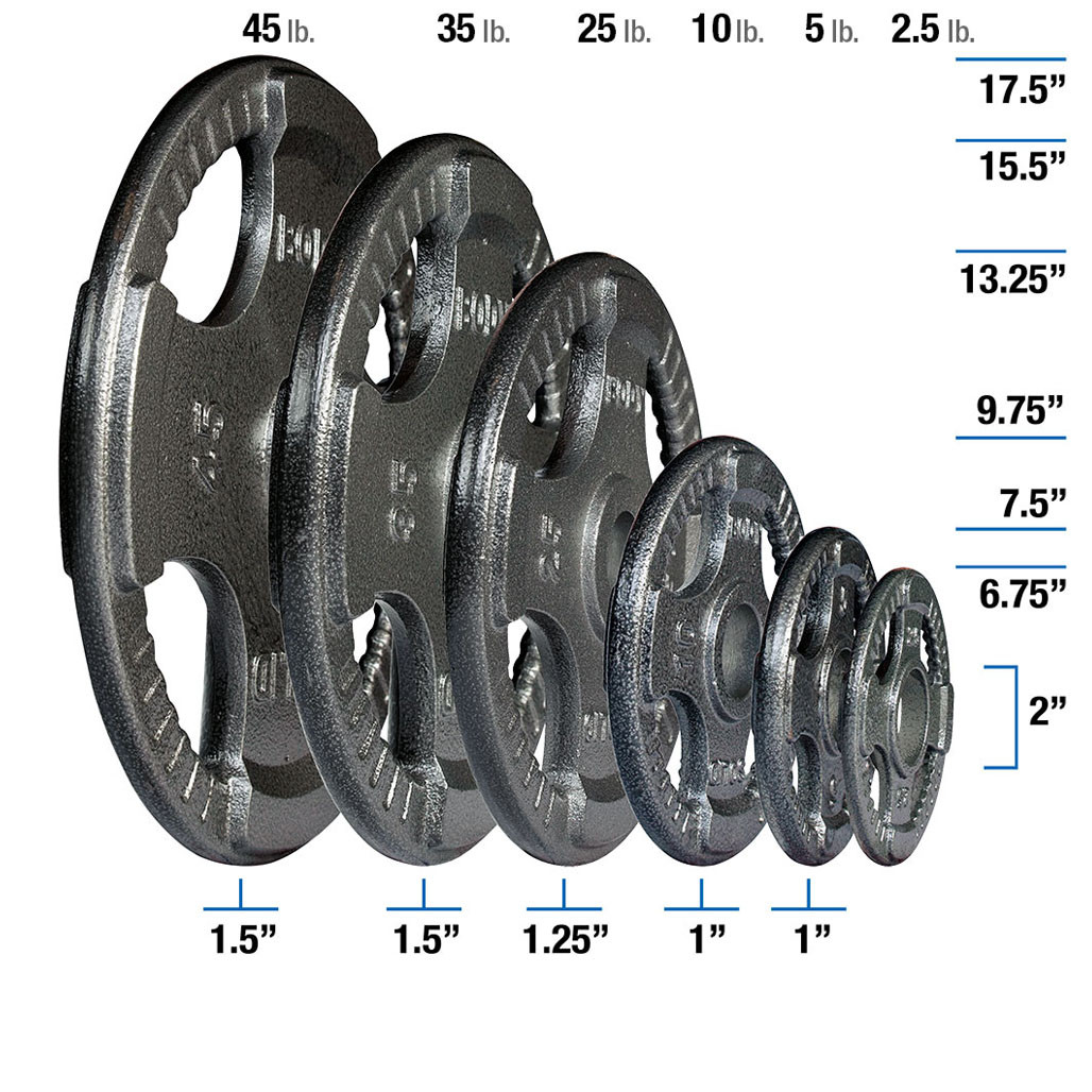 Body-Solid Gray Grip Cast Iron Olympic Plates, SHIPPING INCLUDED