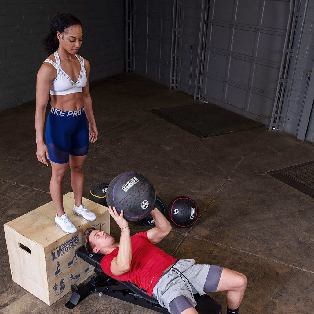 Bench Press Toss with the Body-Solid Tools Heavy Rubber Balls