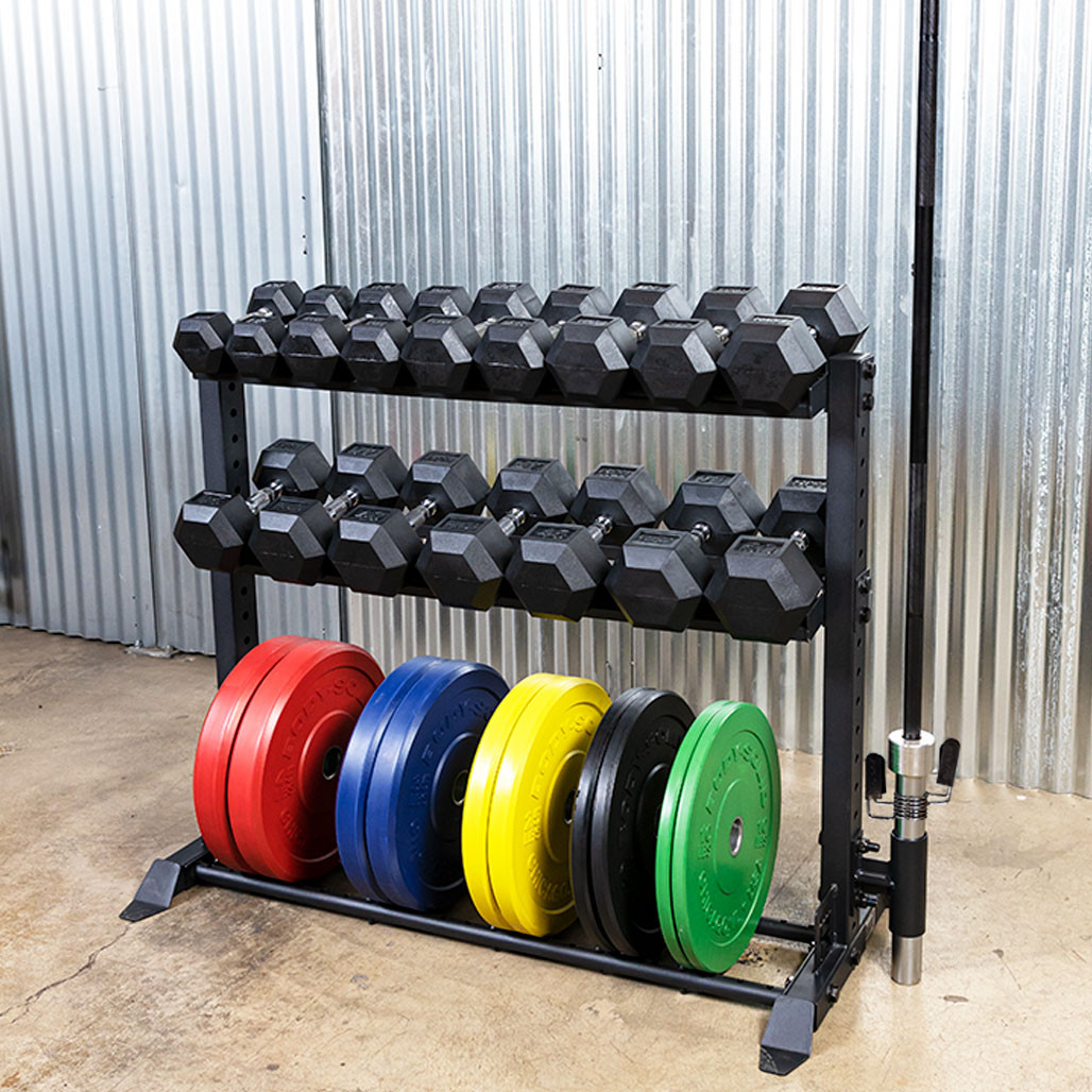 Loaded Weight Set Rack, Bar, Plates