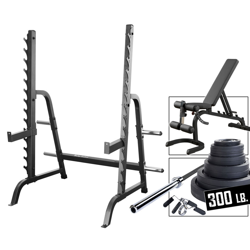 ボディソリッド Ｂｏｄｙｓｏｌｉｄ マルチプレスステーション・スクワットラック Body-Solid Olympic Press Rack Package with Bench and Weight Set